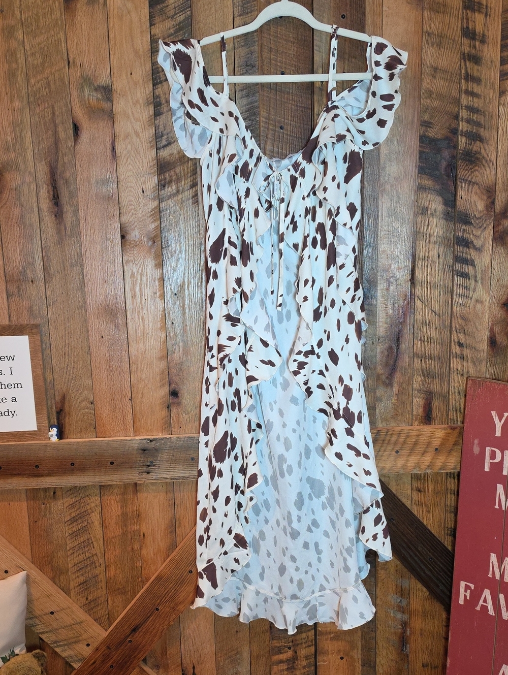 180p Milly Milly Cow Print Off Shoulder Duster